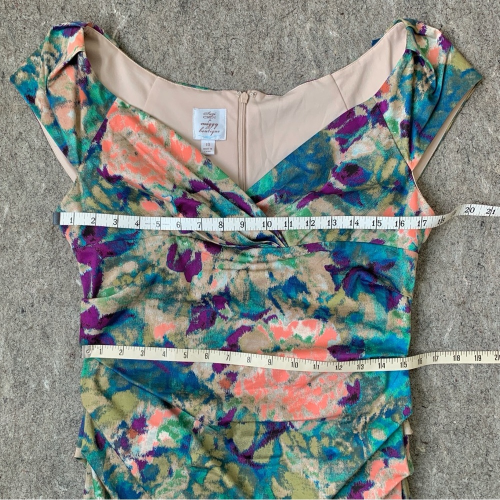 watercolor floral print fitted dress by Suzi Chin for Maggy Boutique - Picture 14 of 17